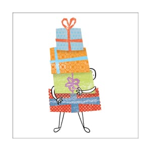 Kort 100x100, Mini Portfolio, mann med gaver