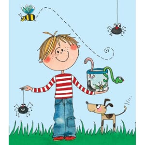 Minikort Rachel Ellen Designs, 85x75, gutt og insekter