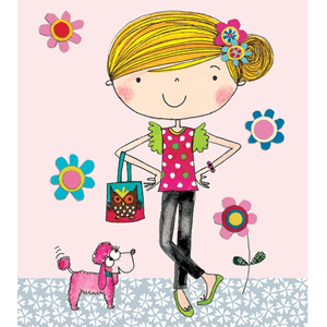 Minikort Rachel Ellen Designs, 85x75, jente og puddel