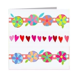 Minkort 71x71mm, The Square Card Co, Hearts and Flowers