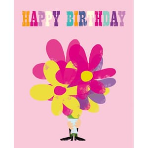 Kort, Ink Press m/farget bakgrunn, HB mann m/ blomsterbukett