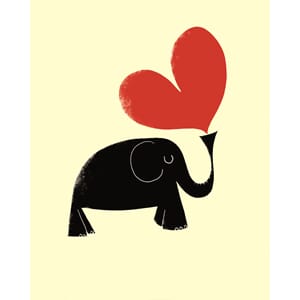 Kort, Ink Press, elefant med hjerte