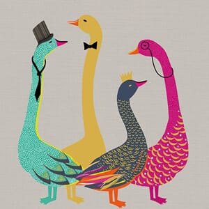 Doble kort, Sara Miller, 138x138mm, 4 fugler