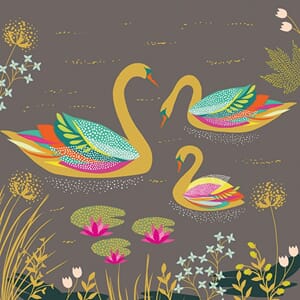 Doble kort, Sara Miller, 138x138mm, 3 svaner