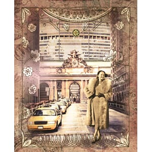 Kort 12x17cm "Twinset and Pearls", dame i pels