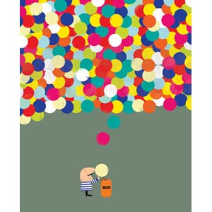 Kort, Ink Press m/farget bakgrunn, Balloons