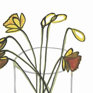 Kunstkort 160x155mm, Jessica Cooper, Daffodils in April