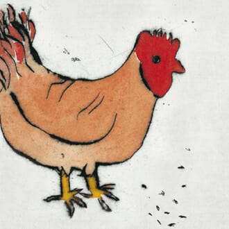 Kunstkort 150x150mm, Richard Spare, Cockerel