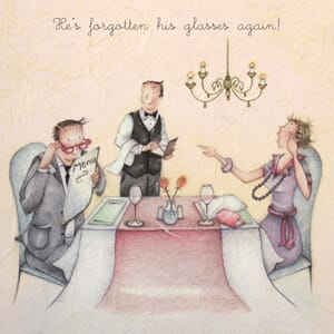 Dbl kort 15x15cm,"Loving Life Together" He's forgotten his g