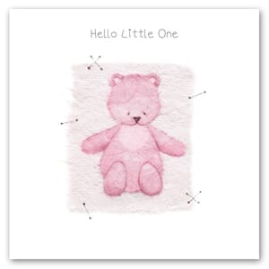 Doble kort 150x150mm, "Little Whispers", bamse, rosa