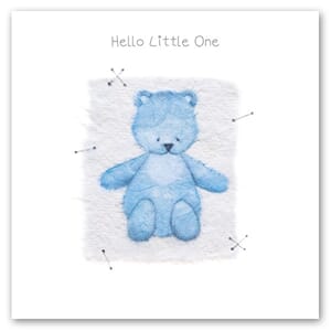 Doble kort 150x150mm, "Little Whispers", bamse, lyseblå