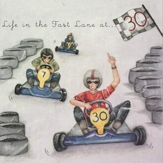Doble kort 15x15cm,"Men Who Love Life", 30 år