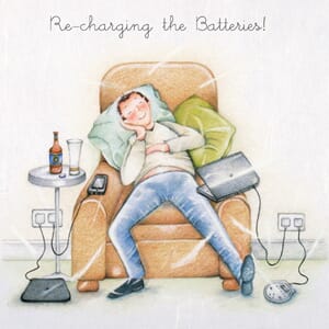 Doble kort 15x15cm,"Men Who Love Life", Re-charging the Batt