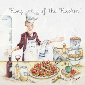 Doble kort 15x15cm,"Men Who Love Life", King of the Kitchen