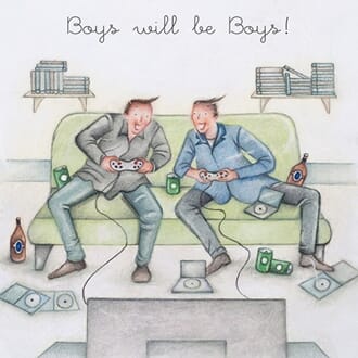 Doble kort 15x15cm,"Men Who Love Life", Boys will be Boys