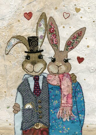 Doble kort 167x118, Amy`s Cards, Rabbit Couple