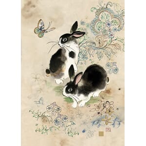 Kort 167x118, Paper & Foil, Two Rabbits