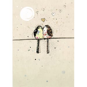 Doble kort 167x118, Black Ink, Two Lovebirds