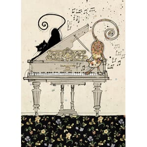Doble kort 167x118, Black Ink, Piano Cats