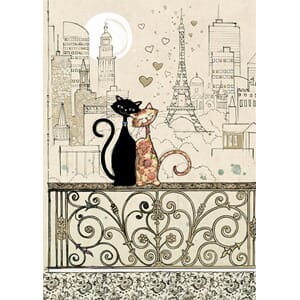 Doble kort 167x118, Black Ink, Romantic Cats