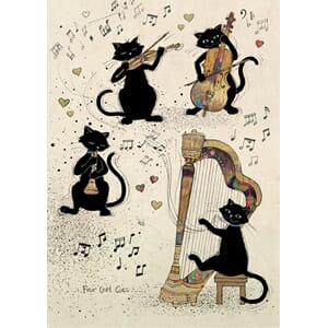Doble kort 167x118, Black Ink, Four Cool Cats