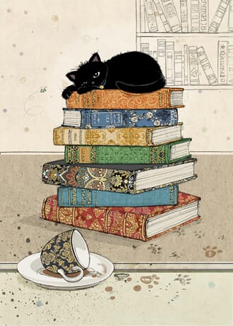Doble kort 167x118, Black Kitties, Books Kitty