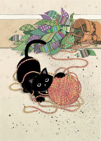 Doble kort 167x118, Black Kitties, Wool Kitty