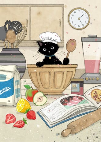 Doble kort 167x118, Black Kitties, Chef Kitty