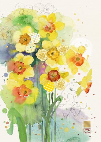 Dobbelt kort 167x118, Collage, Daffodils