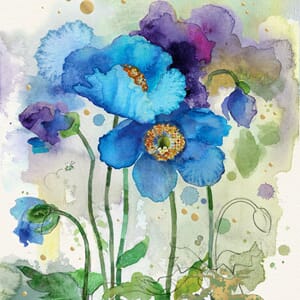 Dobbelt kort 167x118, Collage, Blue Poppies