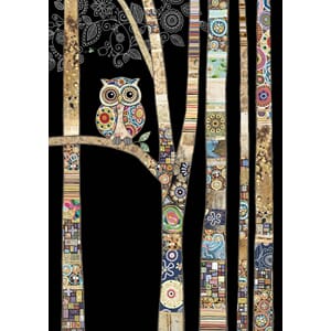 Kort BUG ART,Jewels, Owl Birch