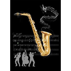 Doble kort 167x118 BUG ART, Jewels, Saxophone