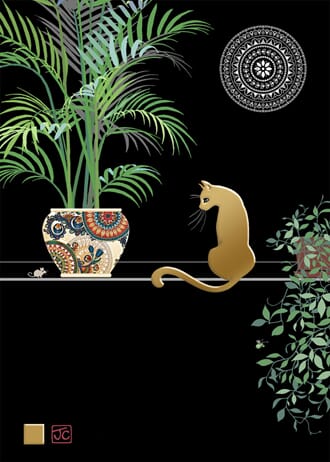 Doble kort 167x118 BUG ART, Jewels, Gold Cat