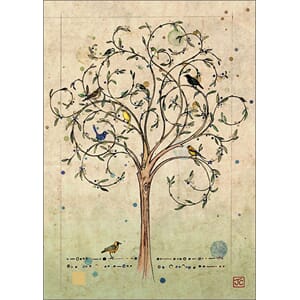 Kort 167x118, Paper & Foil, "Bird Tree"