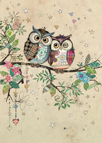 Kort 167x118, Paper & Foil, Owl Couple
