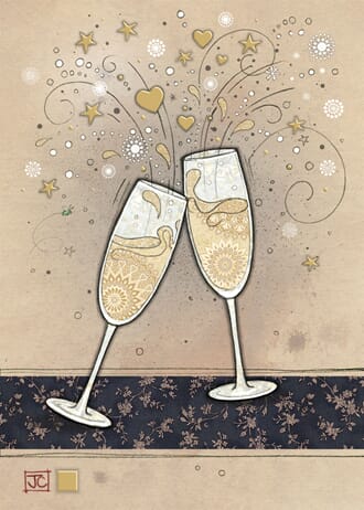 Kort 167x118, Paper & Foil, Champagne Glasses