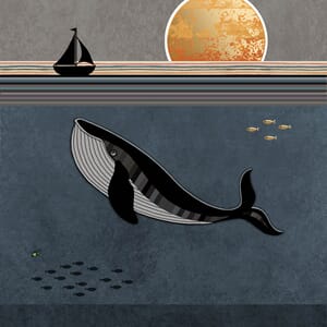 Kort 167x118, Scenic, Whale and Boat
