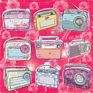 Doble kort 14x14, hashtag, Transistor Radio