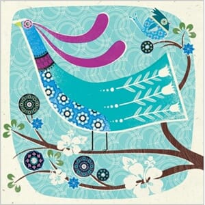 Doble kort, 140x140, Oakwood, Song Bird