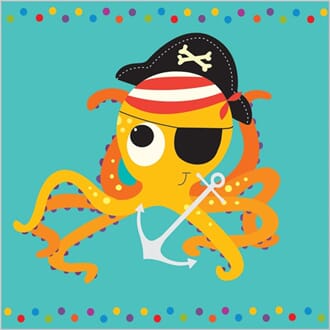 Kort 140x140, Piece of Cake, Pirate Octopus