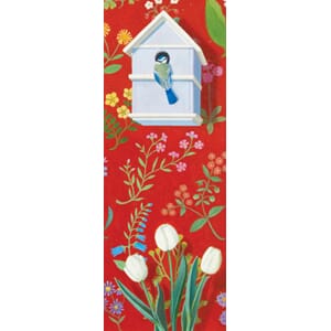 Doble kort, smale, Shooting Stars, Red Tapestry w/ Blue Tit