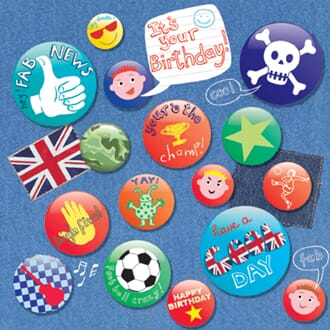 Doble kort, 140x140, Piece of Cake, Birthday Badges