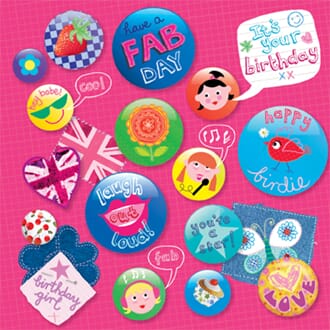 Doble kort, 140x140, Piece of Cake, Girls Badges