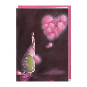 Kort 13x17cm, Gaëlle Boissonnard, m/hjerte av rosa ballonger