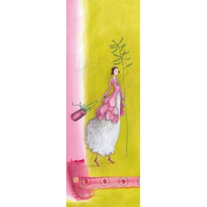 Doble kort 110x310mm, Boissonnard, rosa/gulgrønn