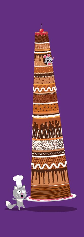 Doble kort 110x310mm, Tornior, kake,katt,mus