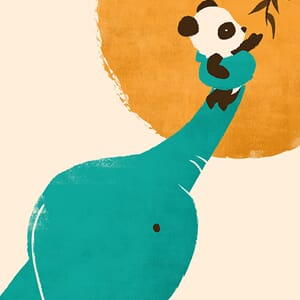 Dobbelt kort 12x17, Jay Fleck, Panda`s Little Helper