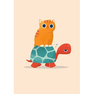 Dobbelt kort 12x17, Jay Fleck, Fat Cat Rides a Turtle