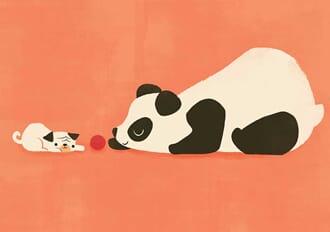 Dobbelt kort 12x17, Jay Fleck, The Pug and the Panda