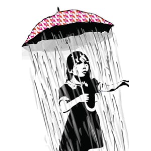 Doble kort 120x170mm, BANKSY, Umbrella Girl